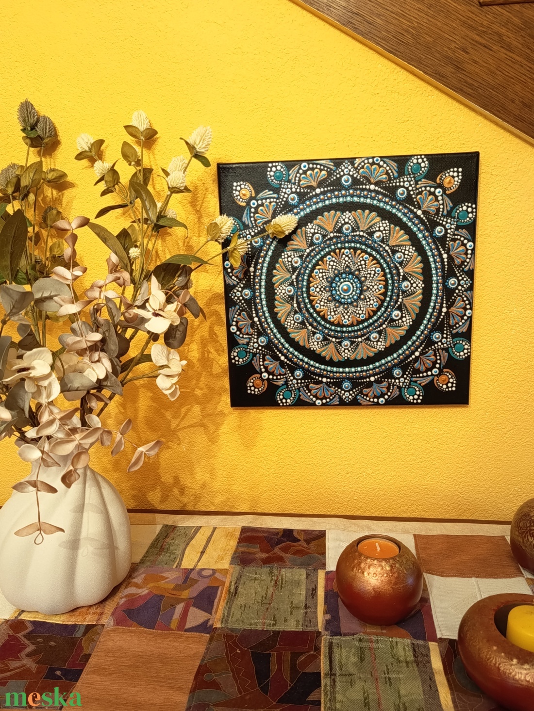 Kék és ezüst mandala - művészet - festmény - festmény vegyes technika - Meska.hu