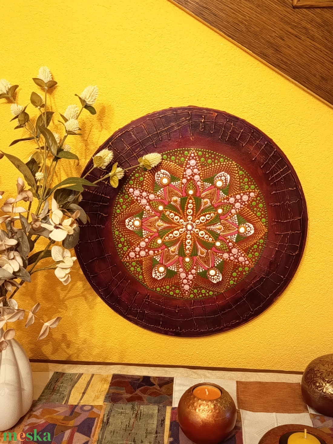 Tavaszi színek mandala - művészet - festmény - festmény vegyes technika - Meska.hu