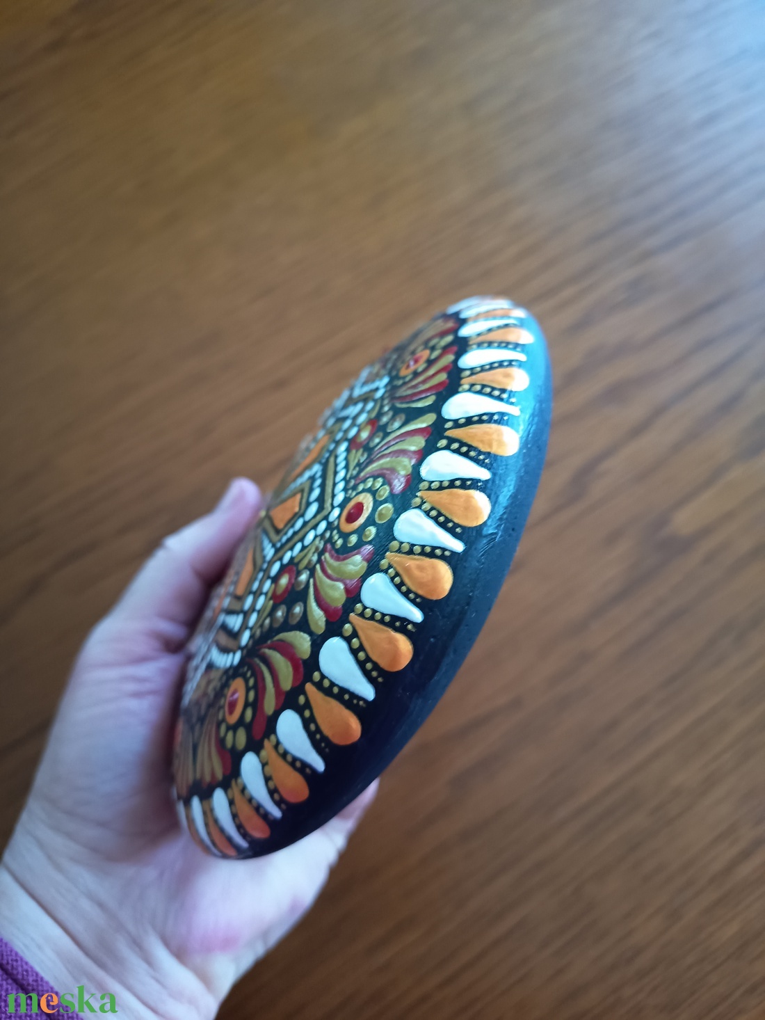 Narancs és arany mandalakő - művészet - szobor - kerámia - Meska.hu