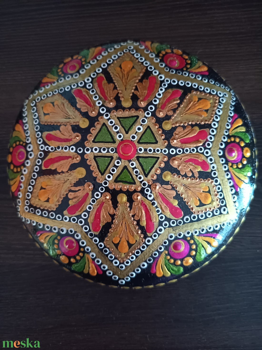 Virágos mandalakő - művészet - szobor - kerámia - Meska.hu