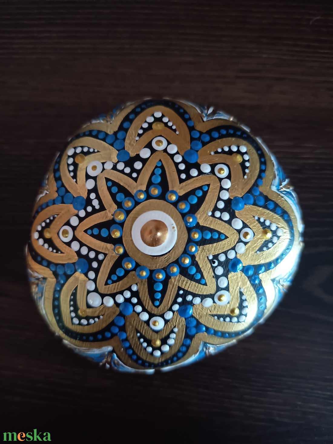 Kék virágos mandalakő -  - Meska.hu