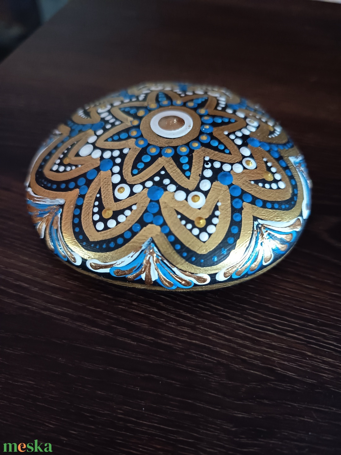 Kék virágos mandalakő -  - Meska.hu