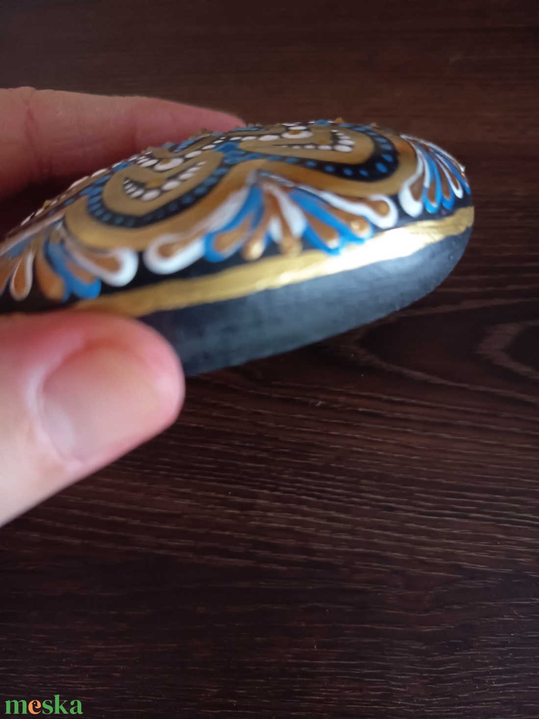 Kék virágos mandalakő -  - Meska.hu