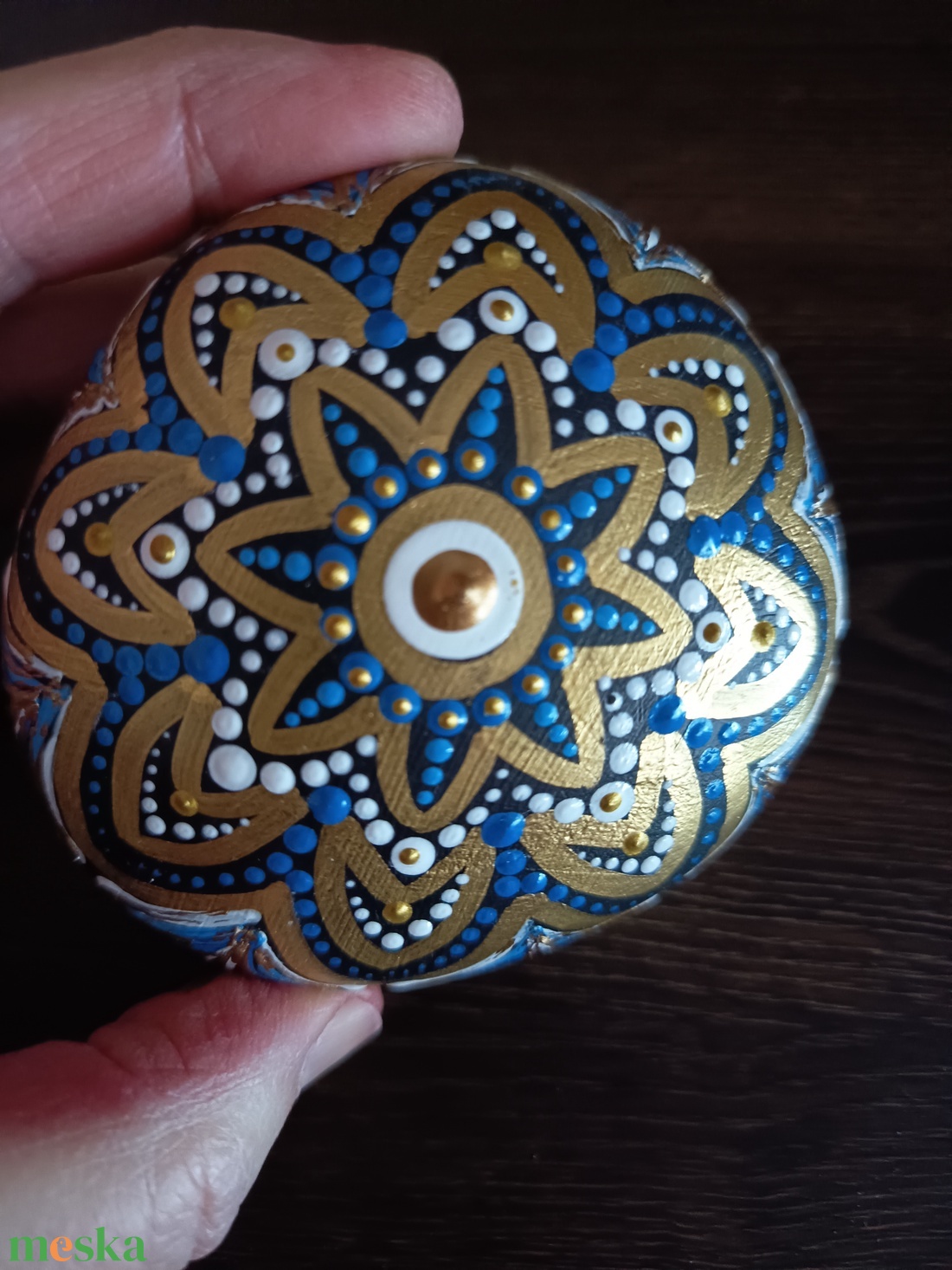 Kék virágos mandalakő -  - Meska.hu