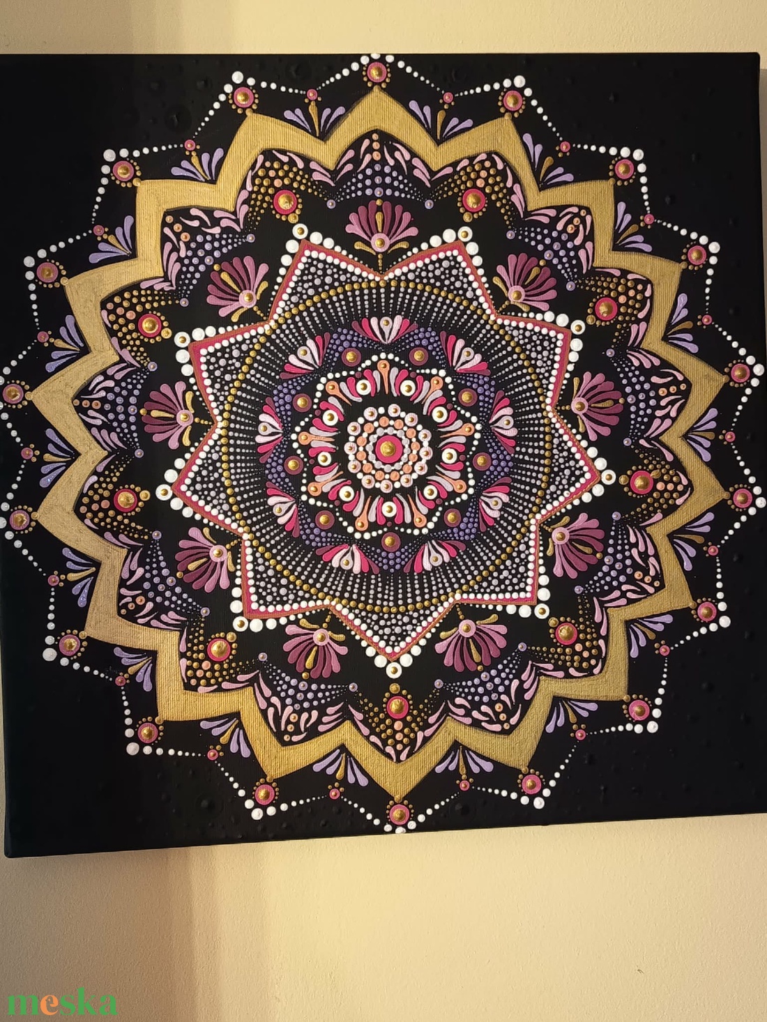 Rózsa-arany mandala - művészet - festmény - akril - Meska.hu