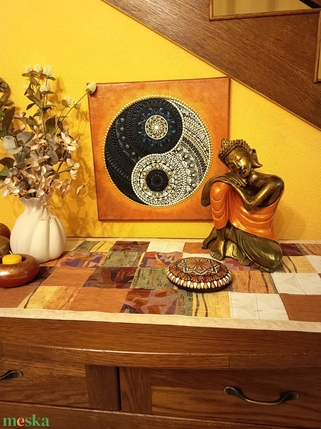 Yin és yang mandala - művészet - festmény - akril - Meska.hu