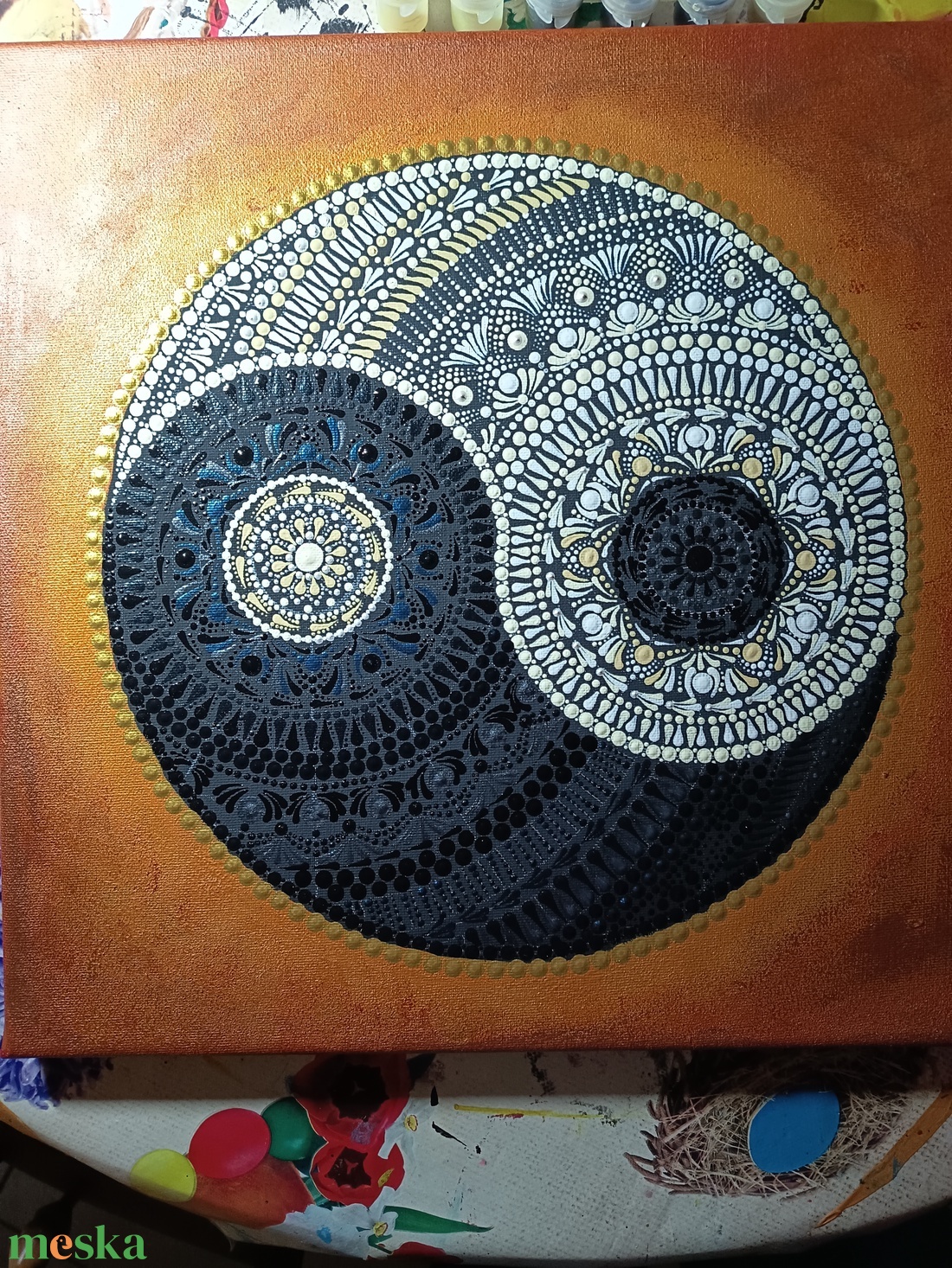 Yin és yang mandala - művészet - festmény - akril - Meska.hu