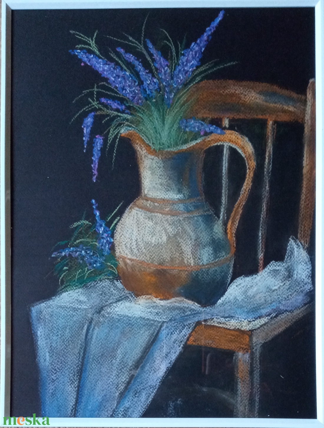 Csendélet székkel - művészet - festmény - pasztell - Meska.hu