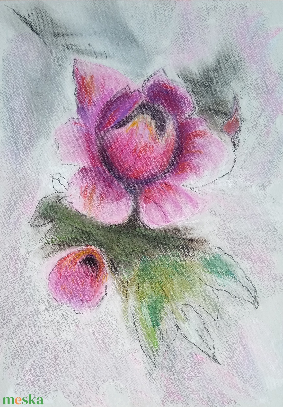 Bazsarózsa - művészet - festmény - pasztell - Meska.hu