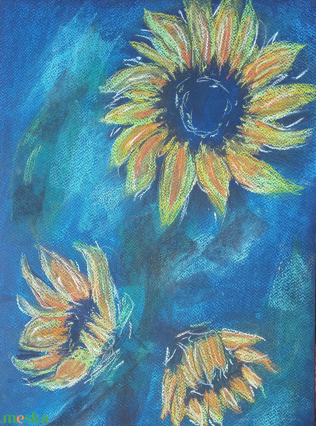 Napraforgók - művészet - festmény - pasztell - Meska.hu