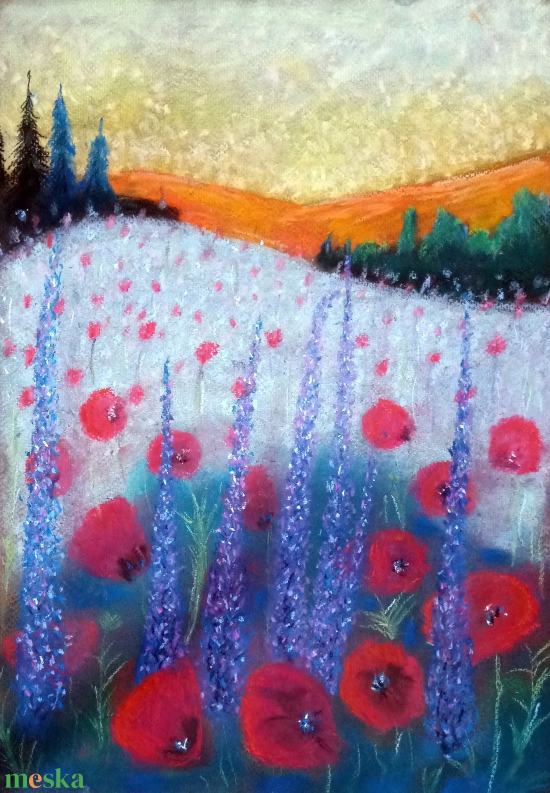 Naplemente - művészet - festmény - pasztell - Meska.hu