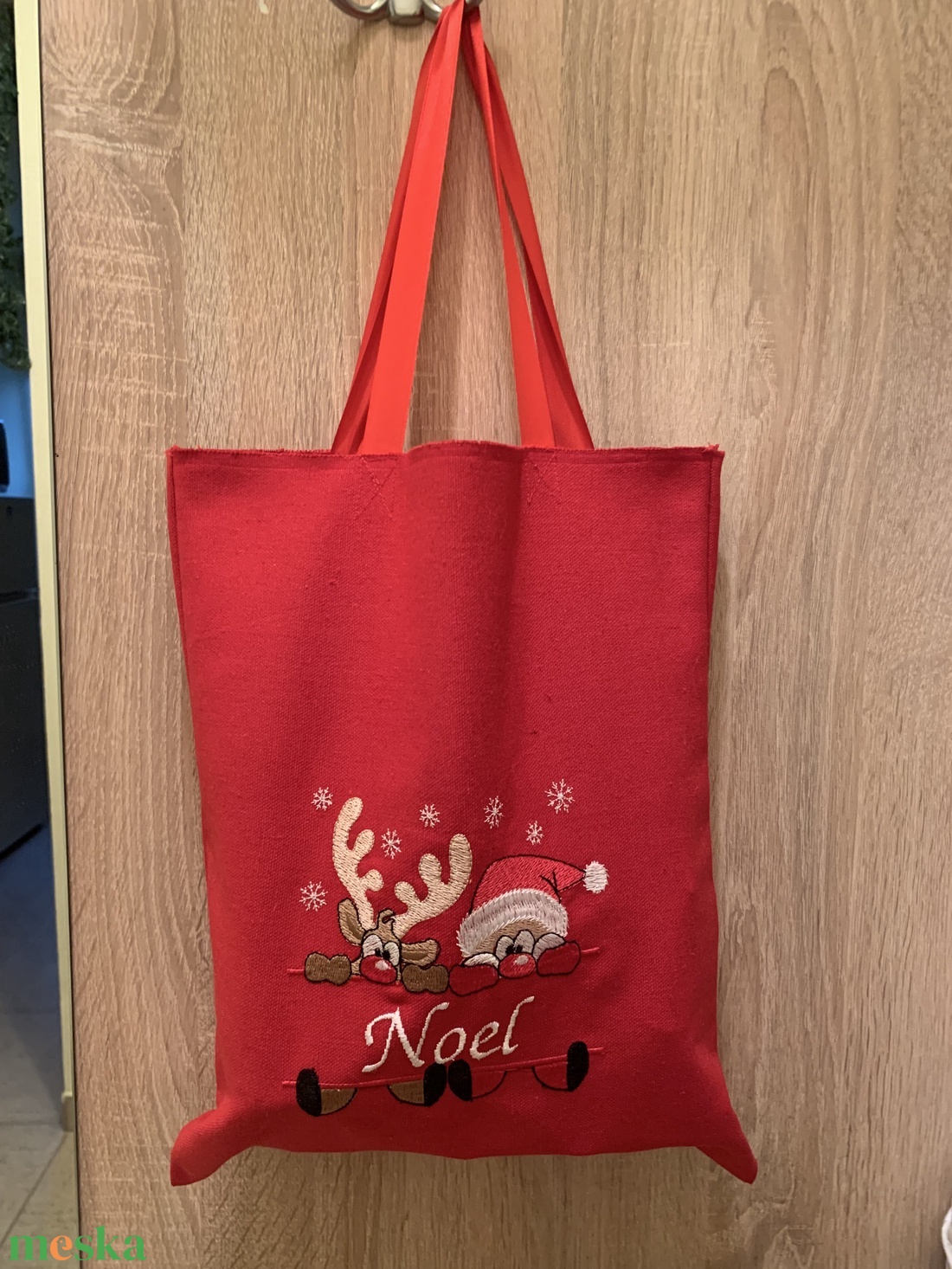 Karácsonyi ajándék zsák  hímzett mintával. Névreszóló - karácsony - mikulás - mikulás zsák - Meska.hu