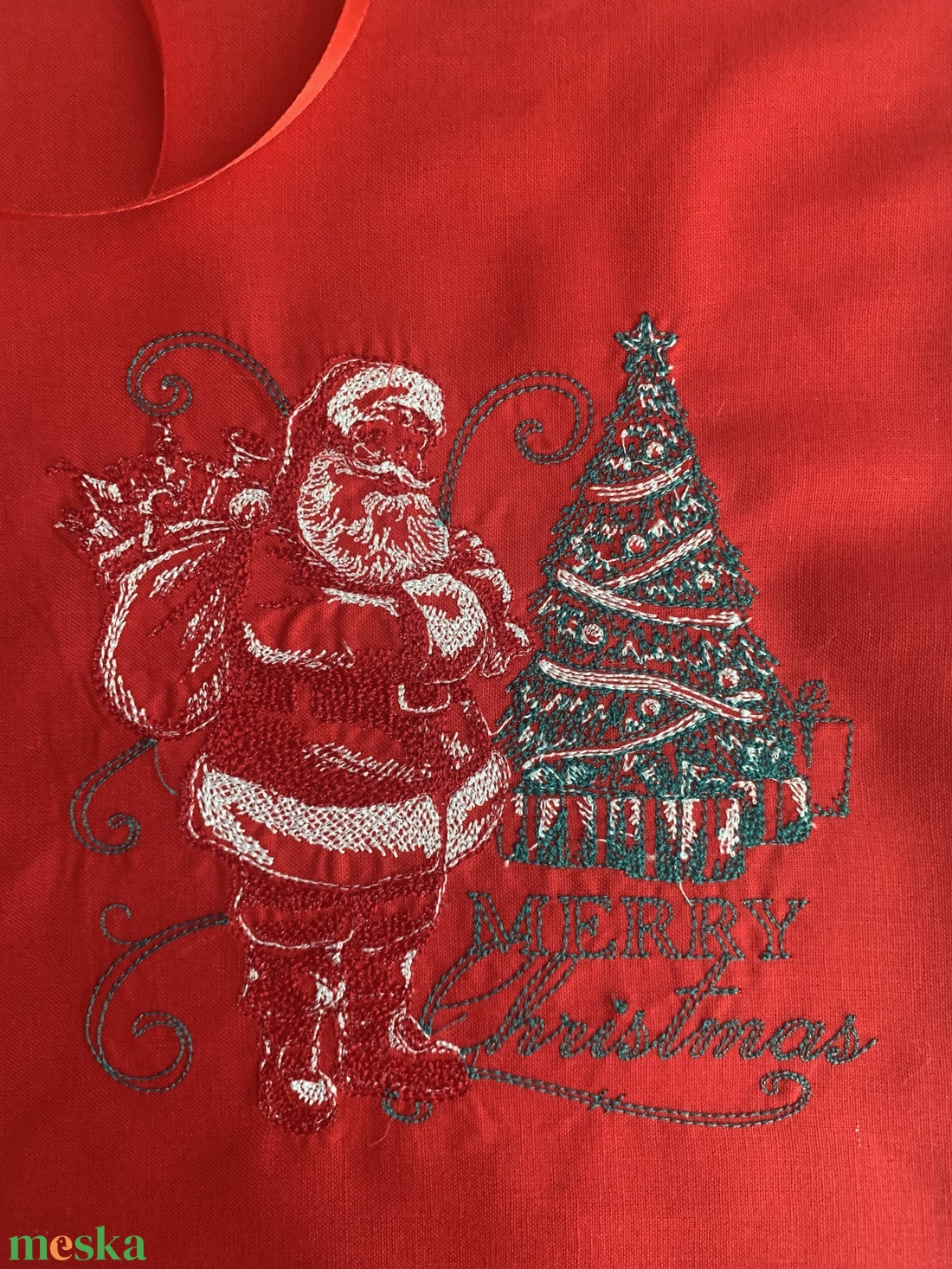 Karácsonyi ajándék zsák  hímzett mintával. Névreszóló - karácsony - mikulás - mikulás zsák - Meska.hu