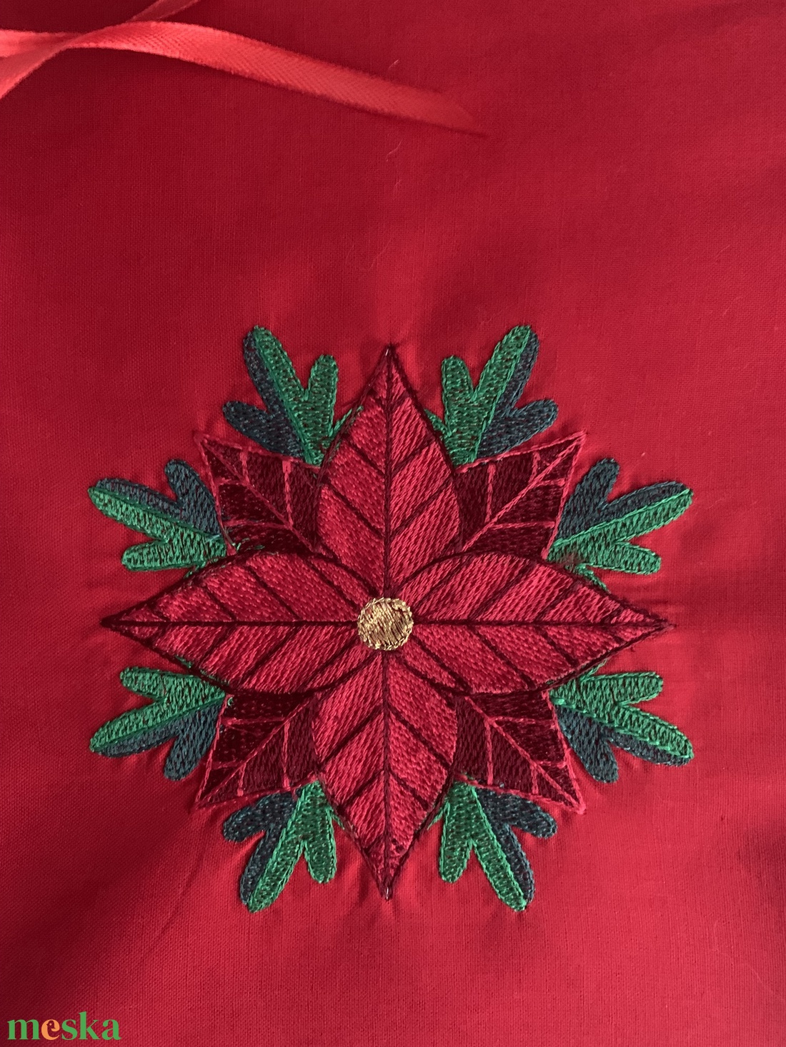 Karácsonyi ajándék zsák  hímzett mintával. Névreszóló - karácsony - mikulás - mikulás zsák - Meska.hu