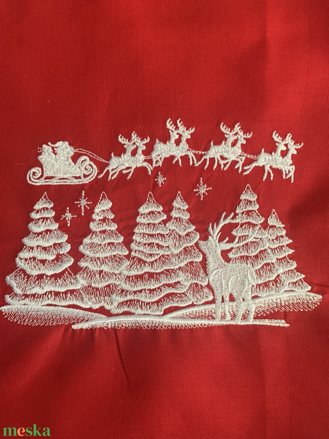 Karácsonyi ajándék zsák  hímzett mintával. Névreszóló - karácsony - mikulás - mikulás zsák - Meska.hu