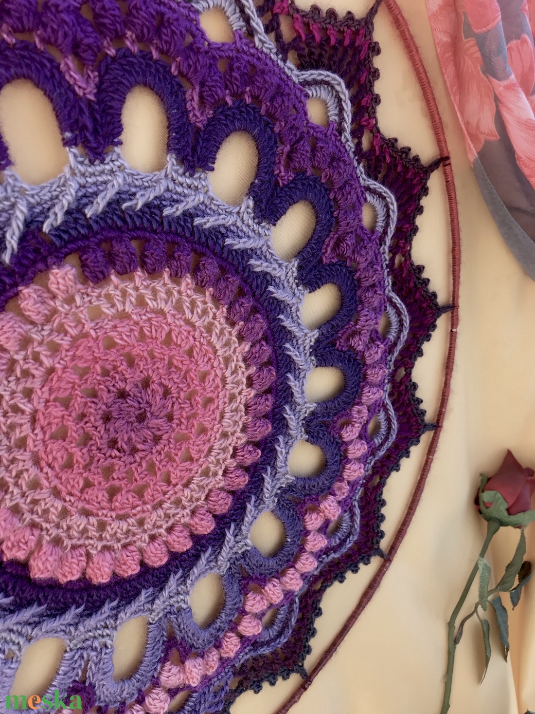 Magenta Mandala 3D-horgolás - otthon & életmód - dekoráció - fali és függő dekoráció - falra akasztható dekor - Meska.hu