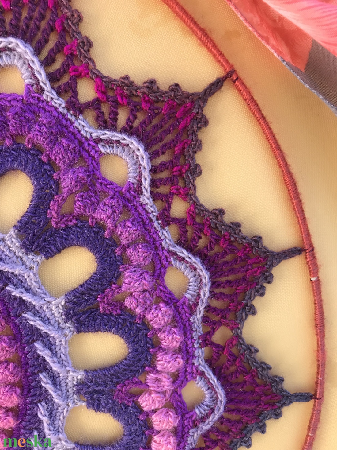 Magenta Mandala 3D-horgolás - otthon & életmód - dekoráció - fali és függő dekoráció - falra akasztható dekor - Meska.hu