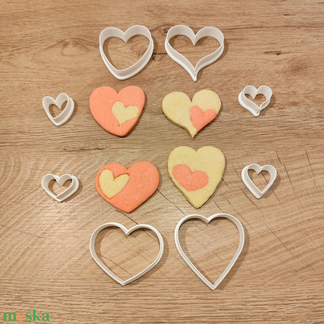 Szívecskés keksz-, mézeskalács-, süti kiszúró szett  - otthon & életmód - konyhafelszerelés, tálalás - sütés, főzés - sütikiszúró - Meska.hu
