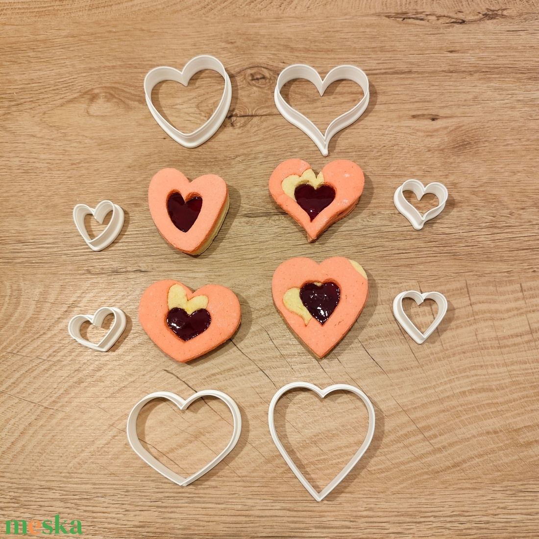Szívecskés keksz-, mézeskalács-, süti kiszúró szett  - otthon & életmód - konyhafelszerelés, tálalás - sütés, főzés - sütikiszúró - Meska.hu