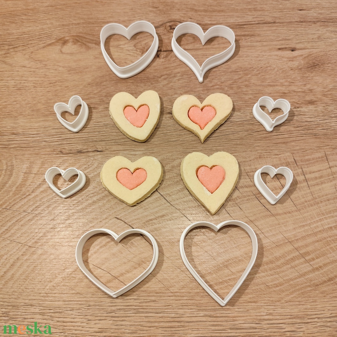 Szívecskés keksz-, mézeskalács-, süti kiszúró szett  - otthon & életmód - konyhafelszerelés, tálalás - sütés, főzés - sütikiszúró - Meska.hu