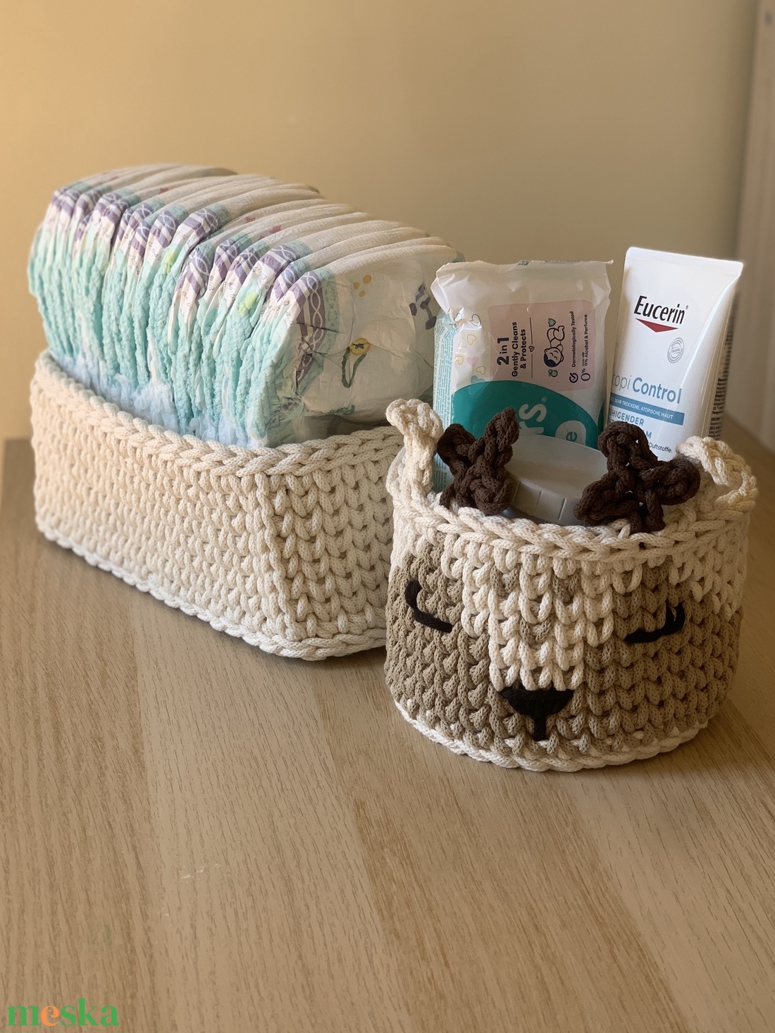 Szarvasos babaköszöntő kosár szett - otthon & életmód - tárolás & rendszerezés - tárolókosár - Meska.hu