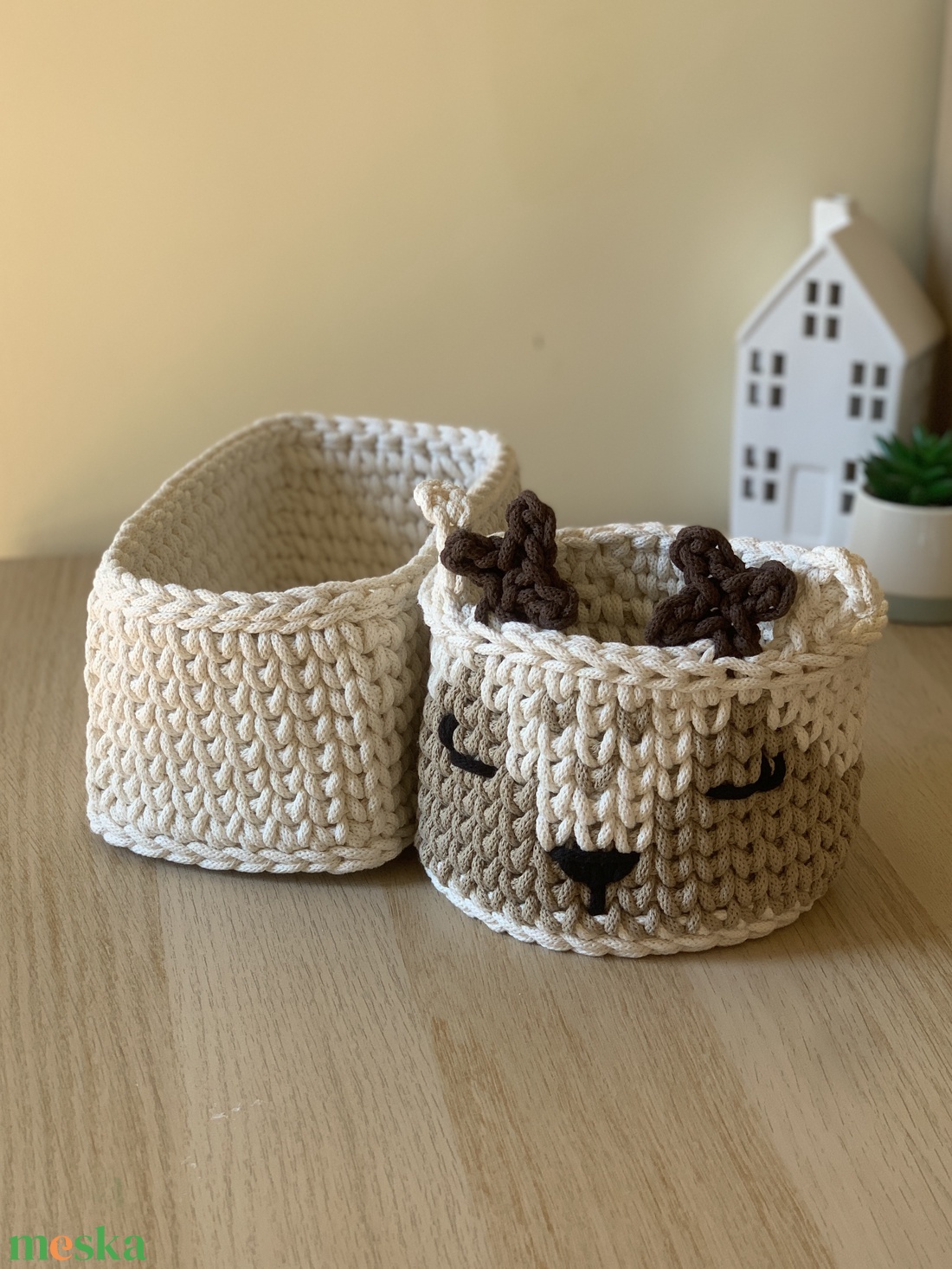 Szarvasos babaköszöntő kosár szett - otthon & életmód - tárolás & rendszerezés - tárolókosár - Meska.hu