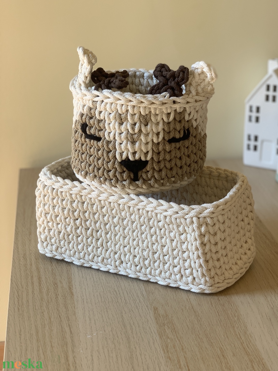 Szarvasos babaköszöntő kosár szett - otthon & életmód - tárolás & rendszerezés - tárolókosár - Meska.hu