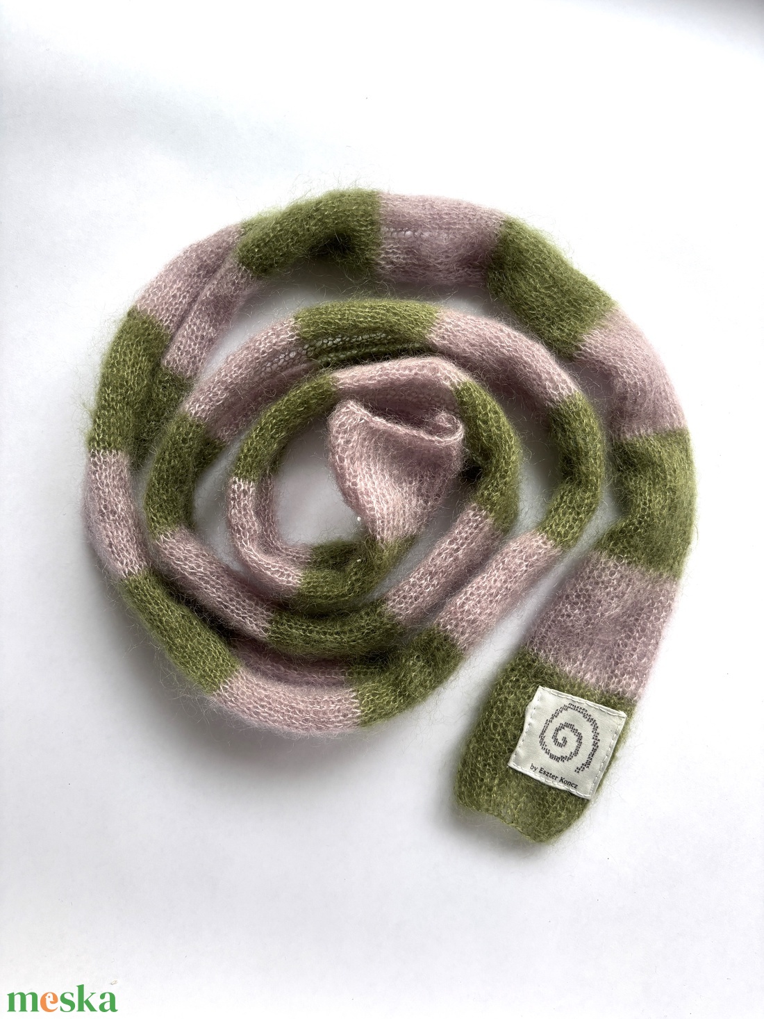 csíkos vékony mohair sál - ruha & divat - sál, sapka, kendő - sál - Meska.hu