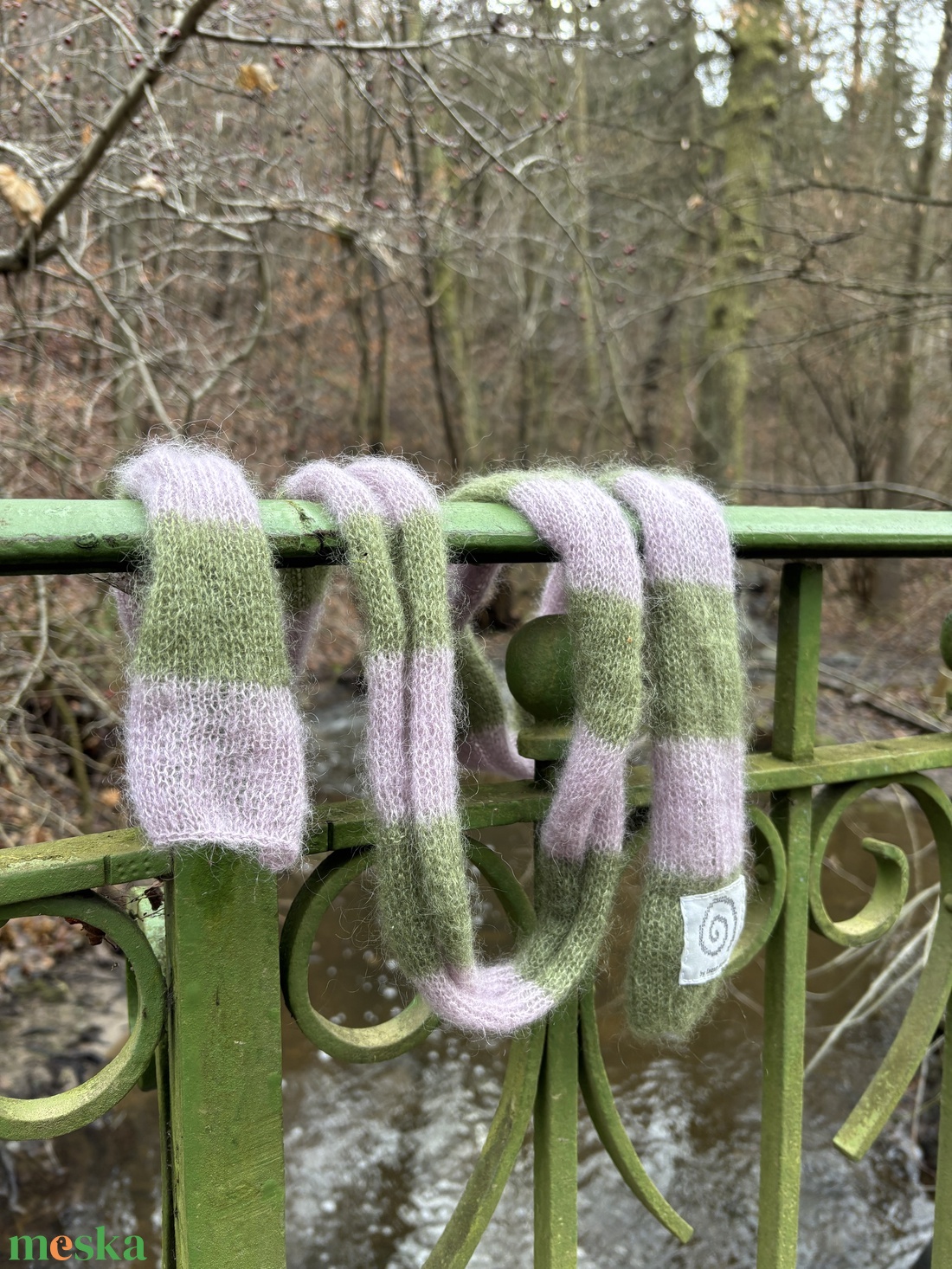 csíkos vékony mohair sál - ruha & divat - sál, sapka, kendő - sál - Meska.hu