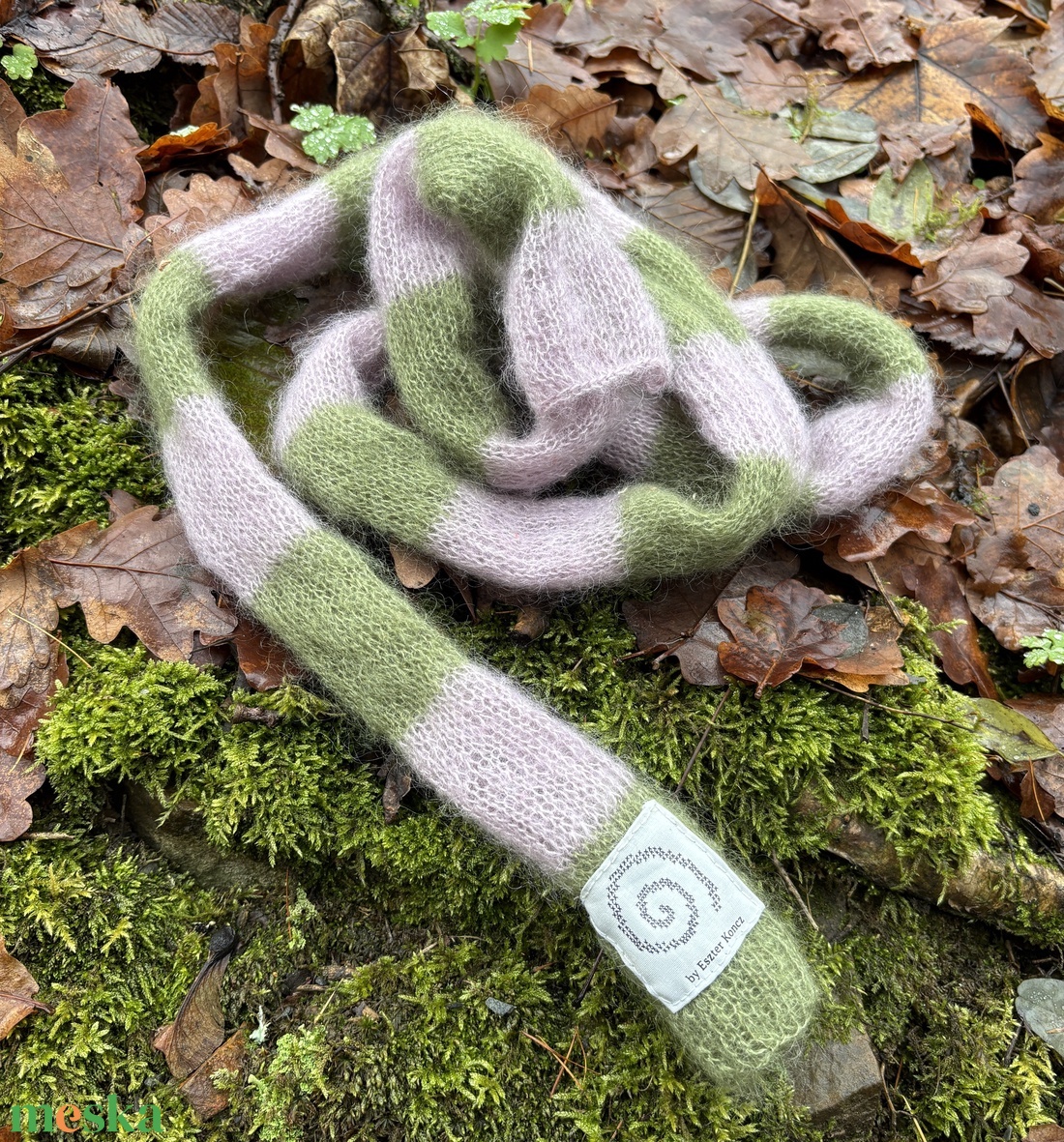 csíkos vékony mohair sál - ruha & divat - sál, sapka, kendő - sál - Meska.hu