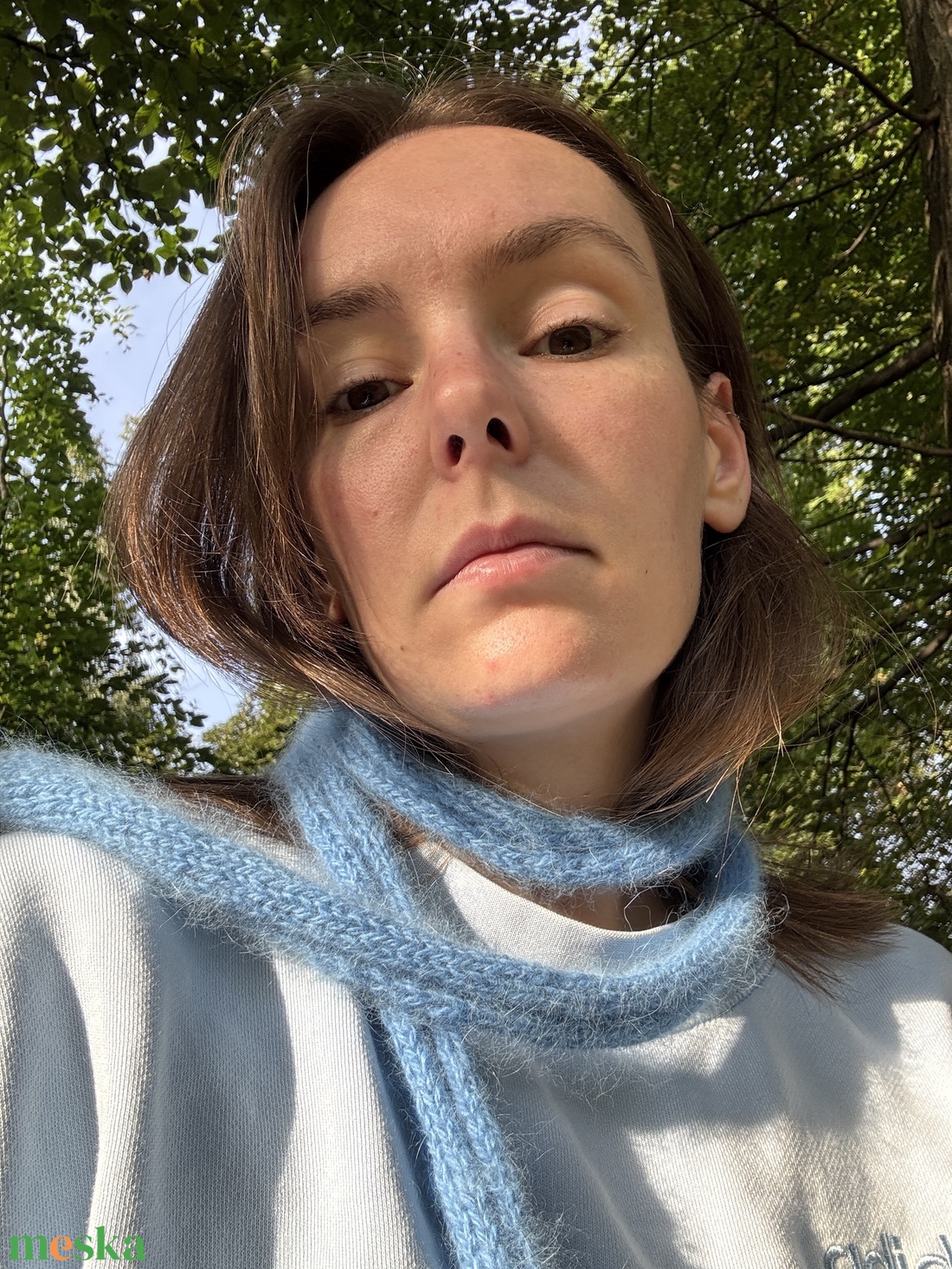 extra vékony kék angora sál - ruha & divat - sál, sapka, kendő - sál - Meska.hu