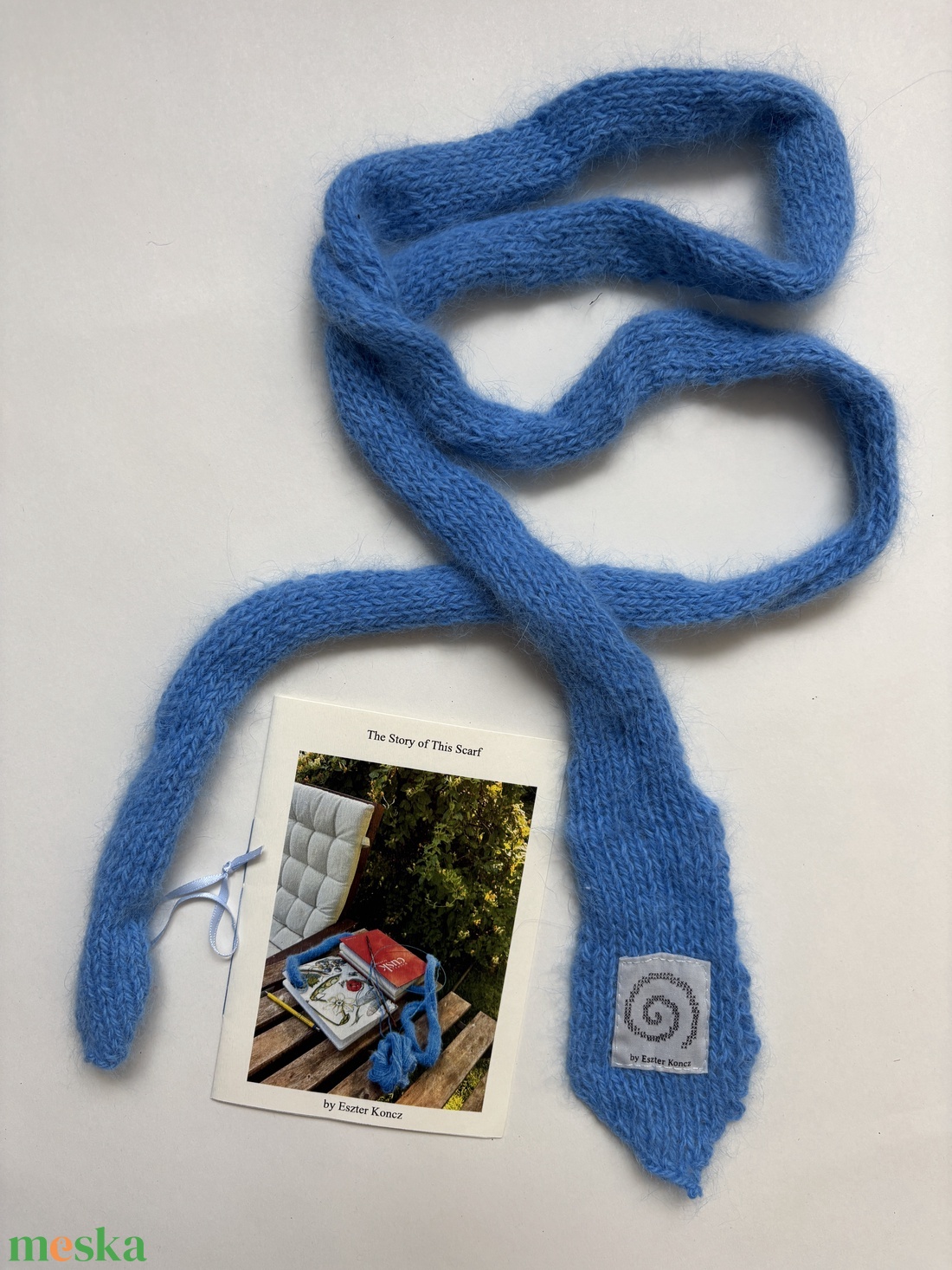 extra vékony kék angora sál - ruha & divat - sál, sapka, kendő - sál - Meska.hu