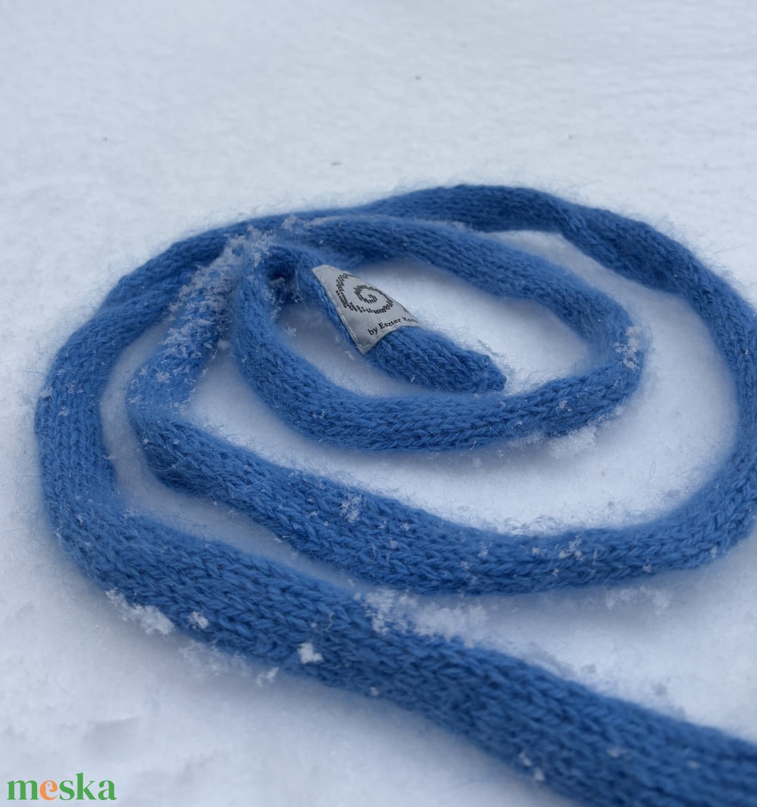 extra vékony kék angora sál - ruha & divat - sál, sapka, kendő - sál - Meska.hu