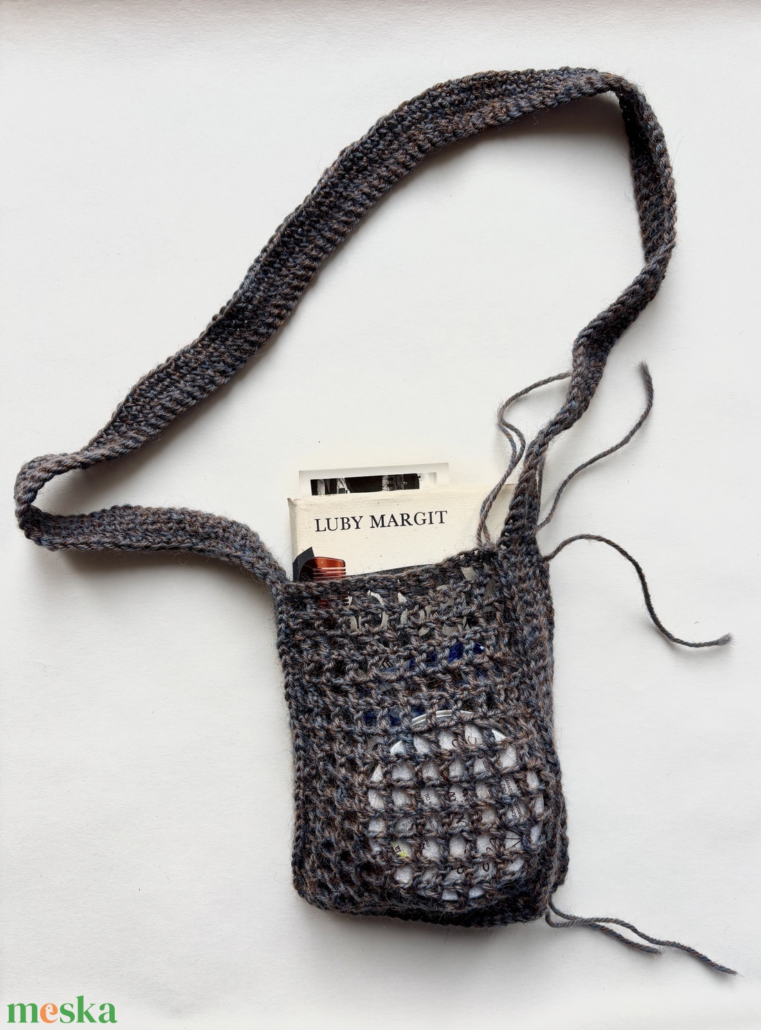 horgolt kis táska, telefontartó - táska & tok - pénztárca & más tok - telefontok - Meska.hu