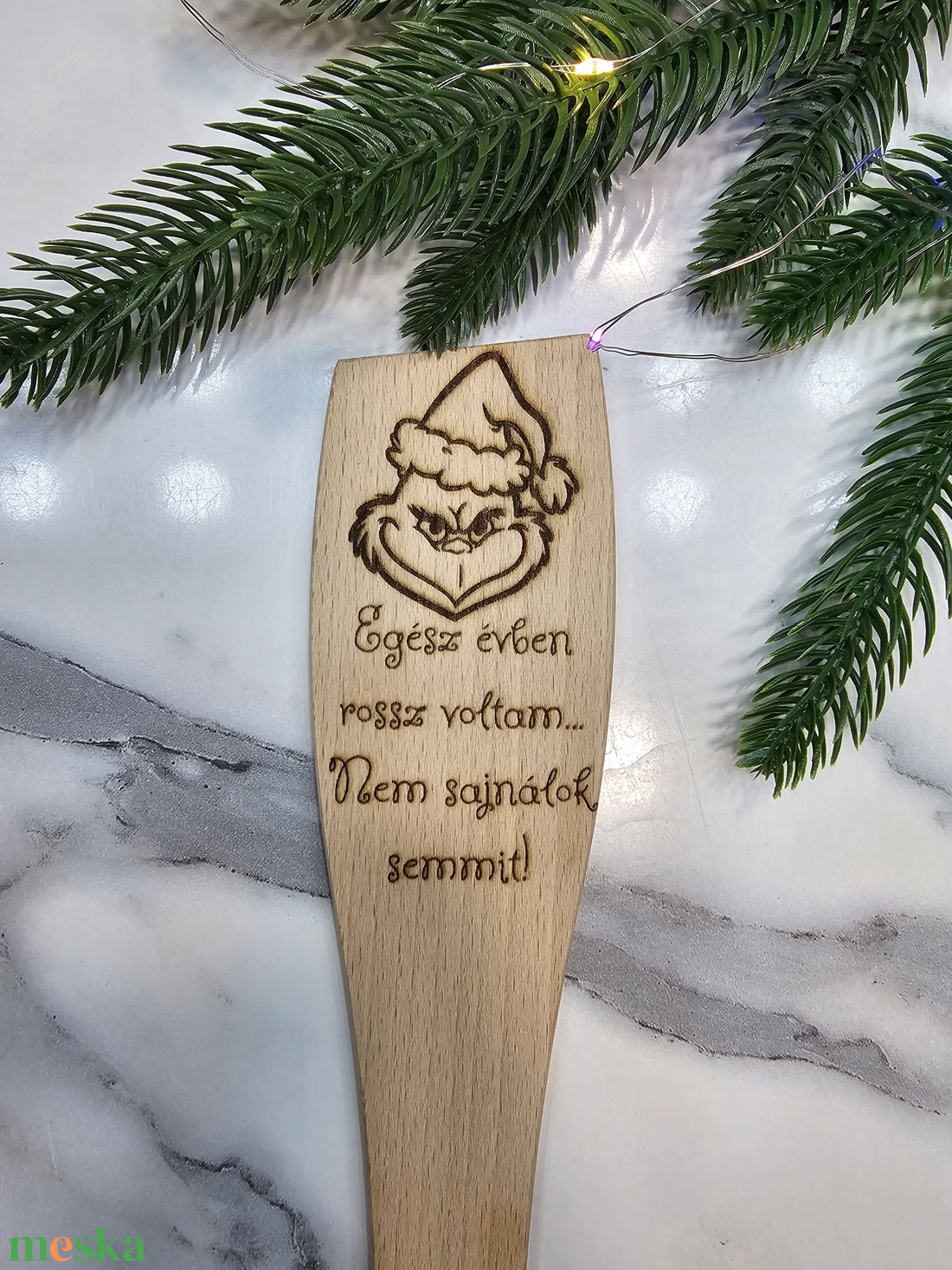 Mikulás Grincs gravírozott fakanál  - otthon & életmód - dekoráció - dísztárgy - Meska.hu