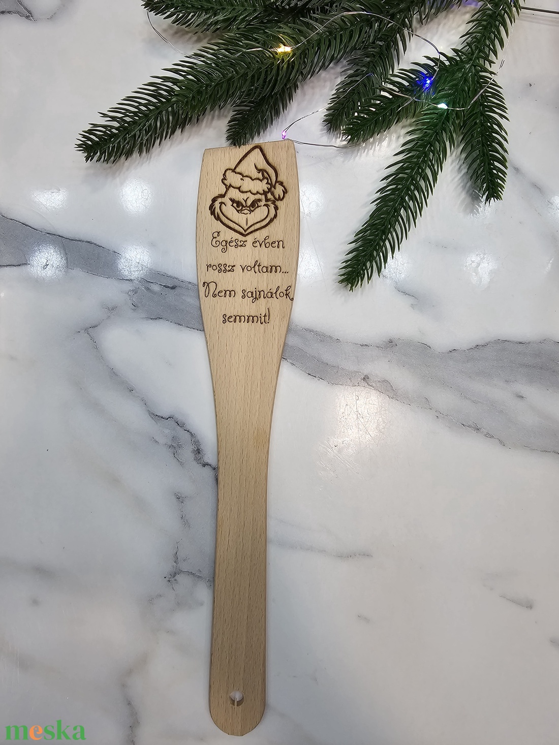 Mikulás Grincs gravírozott fakanál  - otthon & életmód - dekoráció - dísztárgy - Meska.hu