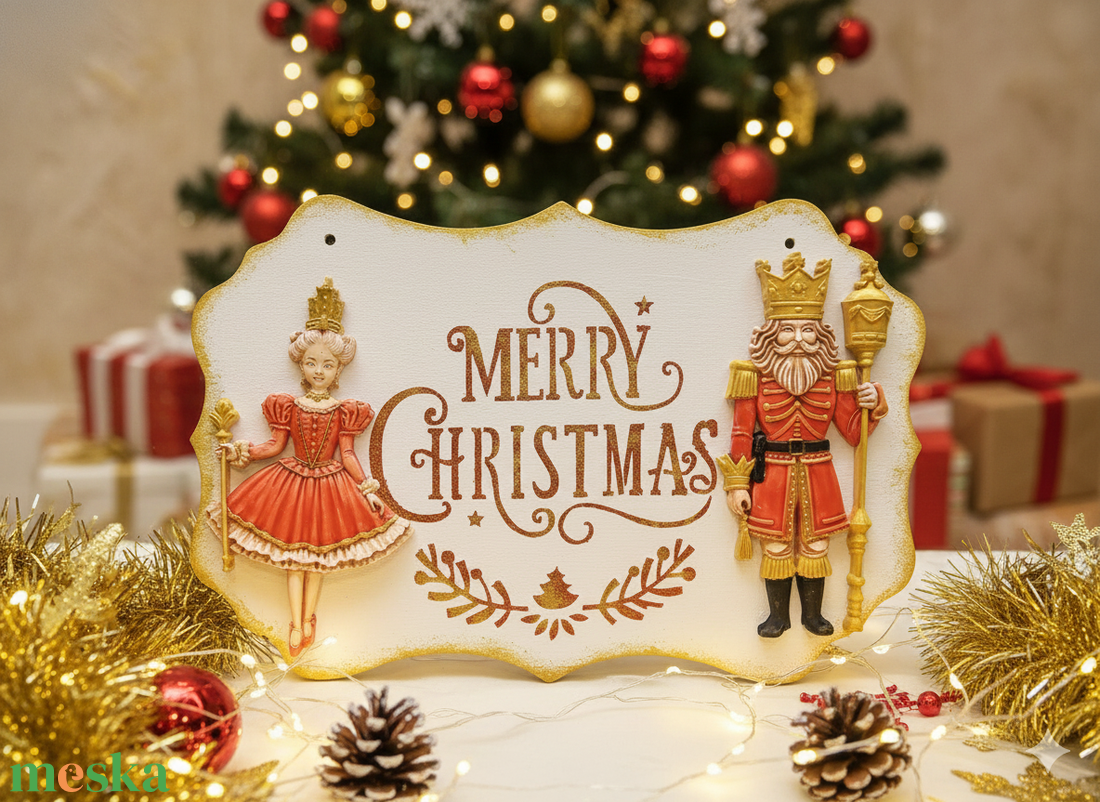 Festett karácsonyi felakasztható tábla reysin figurákkal - otthon & életmód - dekoráció - ajtó- és ablak dekoráció - ajtódísz & kopogtató - Meska.hu