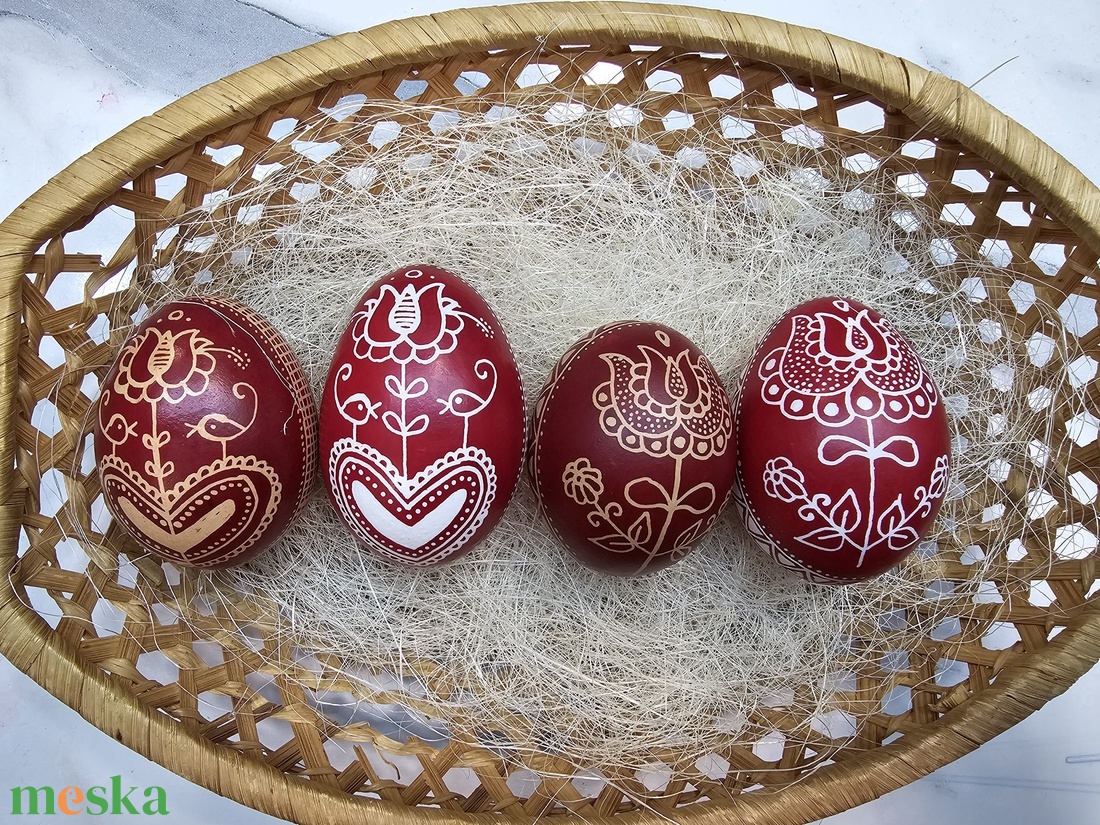 Hagyományos húsvéti hímestojás kacsatojásból - ünnepi díszek, dekorációk - húsvéti díszek és dekorációk - húsvéti tojásfadíszek - Meska.hu