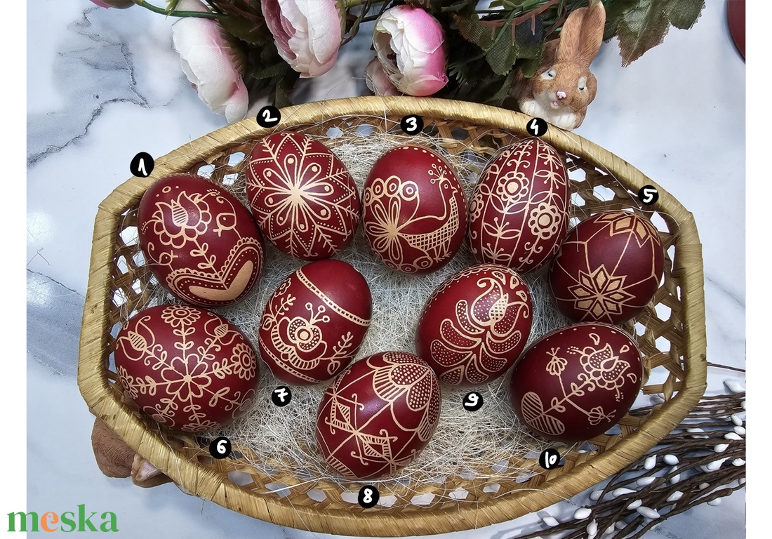 Hagyományos húsvéti hímestojás kacsatojásból - ünnepi díszek, dekorációk - húsvéti díszek és dekorációk - húsvéti tojás, hímestojás - Meska.hu