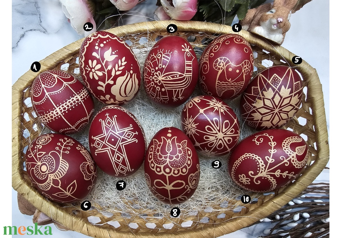 Hagyományos húsvéti hímestojás kacsatojásból - ünnepi díszek, dekorációk - húsvéti díszek és dekorációk - húsvéti tojásfadíszek - Meska.hu