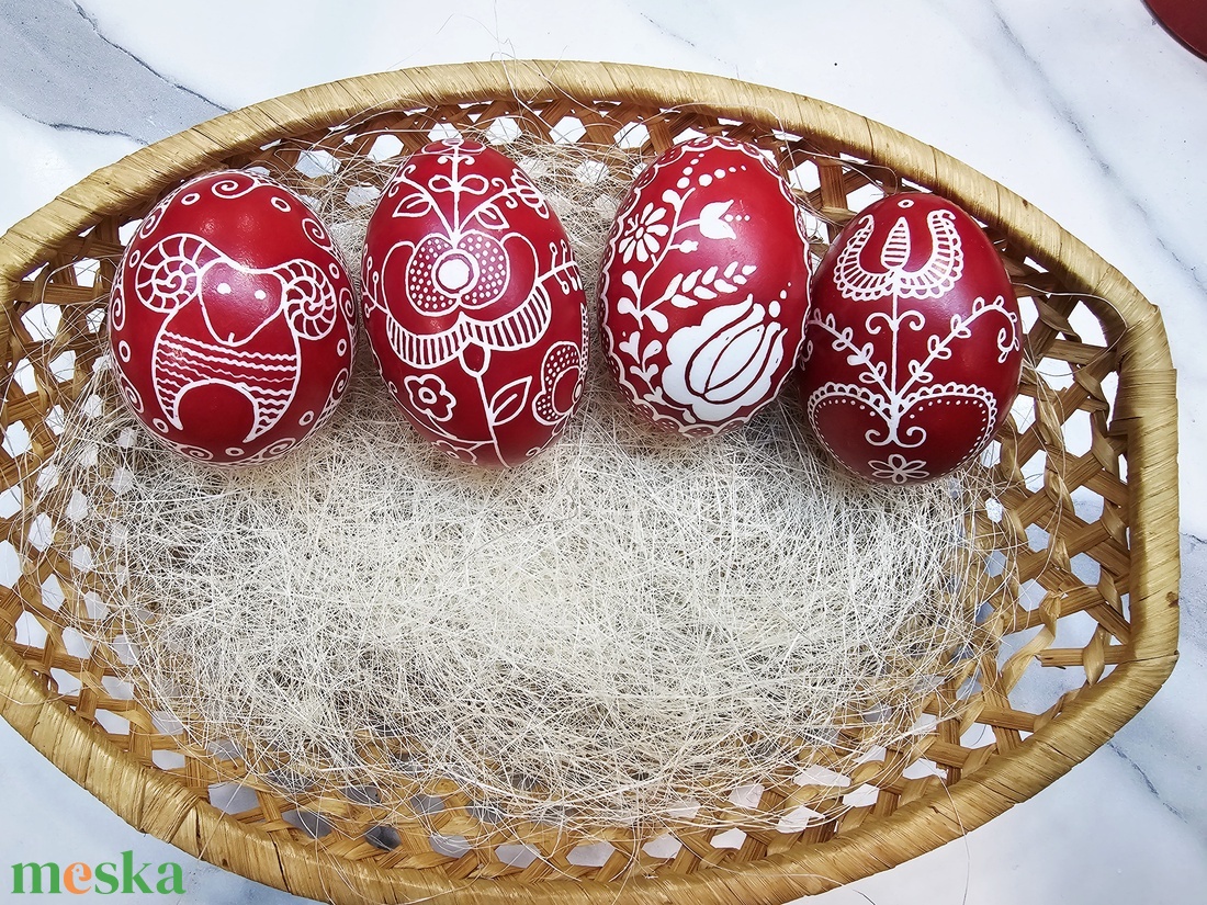 Hagyományos húsvéti hímestojás kacsatojásból - ünnepi díszek, dekorációk - húsvéti díszek és dekorációk - húsvéti tojásfadíszek - Meska.hu
