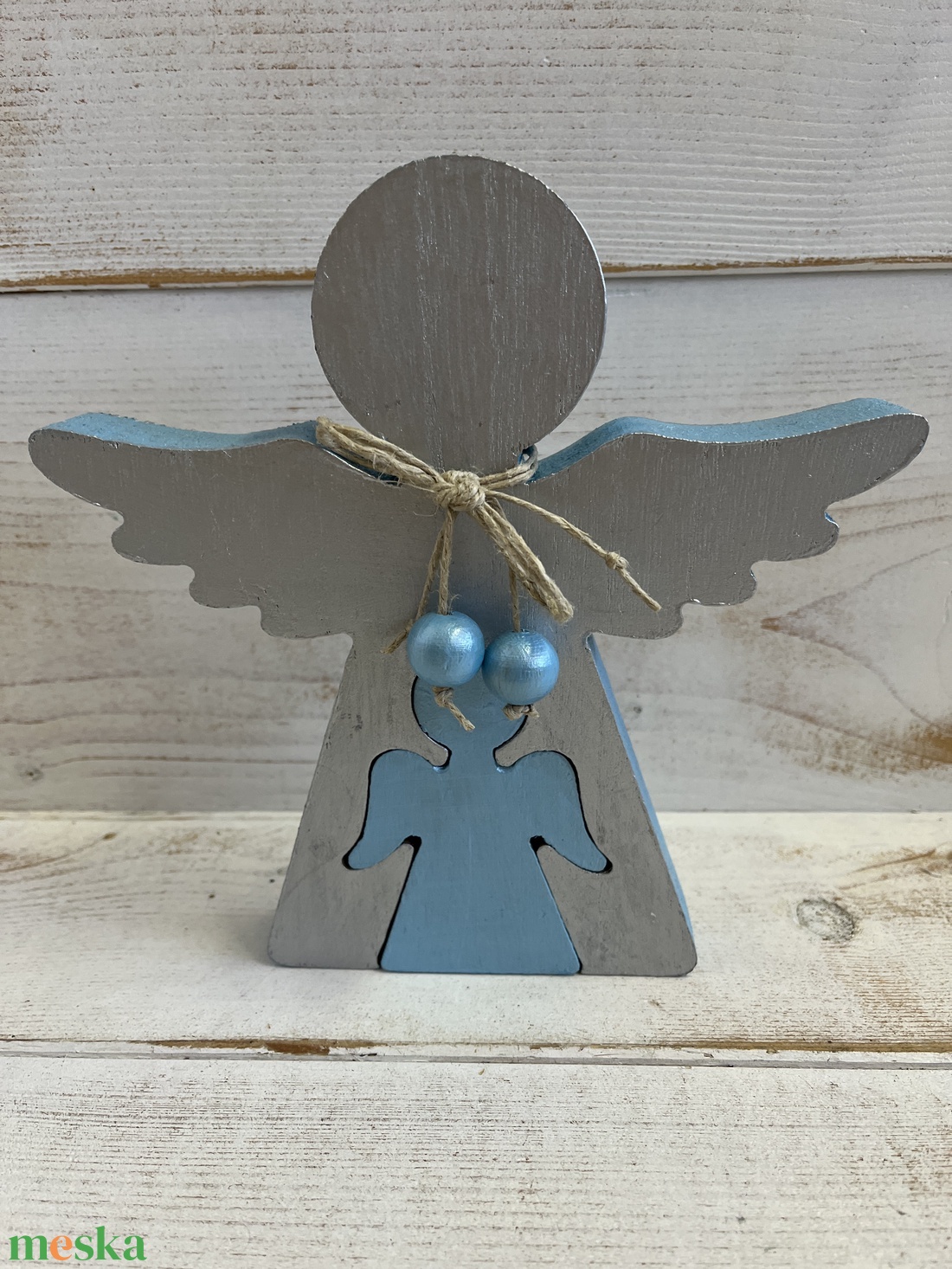 Fa angyalka E/32 - karácsony - adventi díszek - adventi asztaldísz - Meska.hu