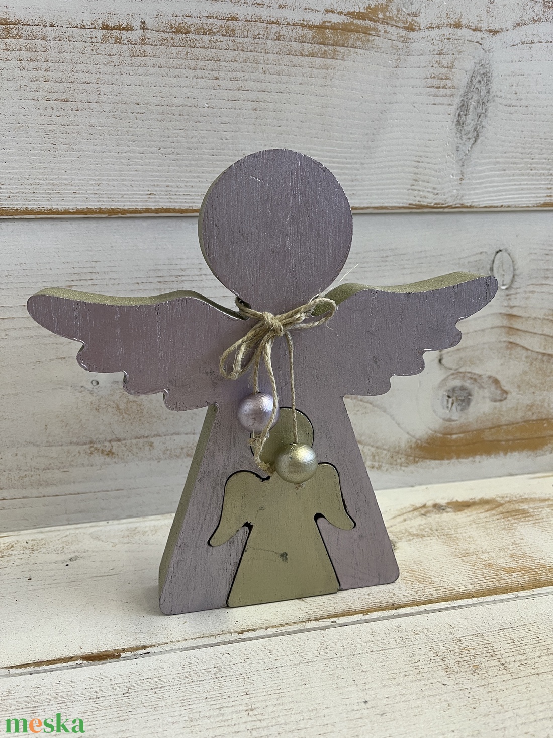 Fa angyalka E/34 - karácsony - adventi díszek - adventi asztaldísz - Meska.hu