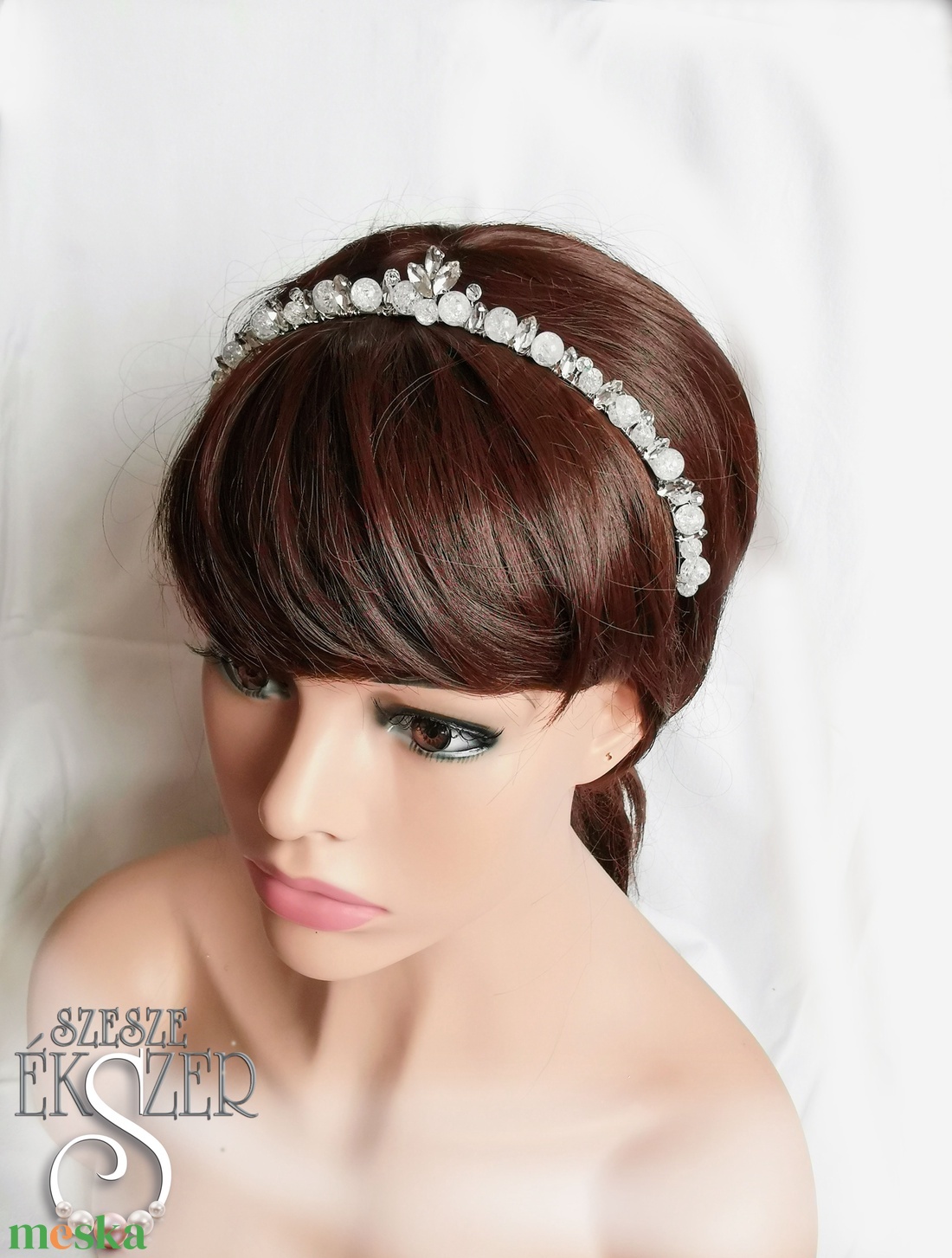 Kristály tiara - esküvő - hajdísz - hajpánt - Meska.hu