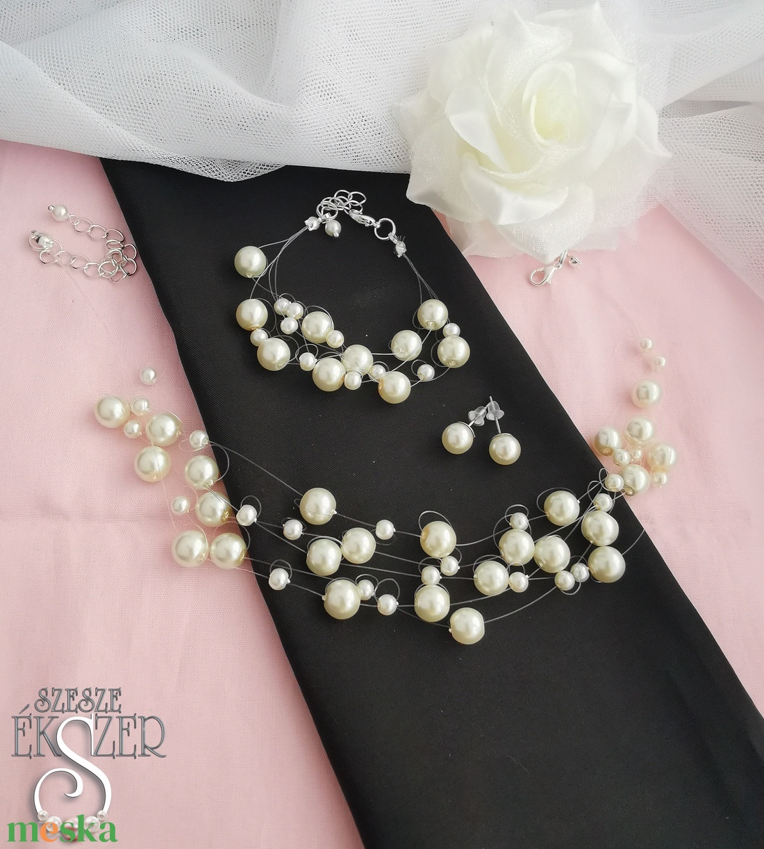 Kesze-kusza gyöngyös - ékszer - nyaklánc - gyöngyös nyaklánc - Meska.hu