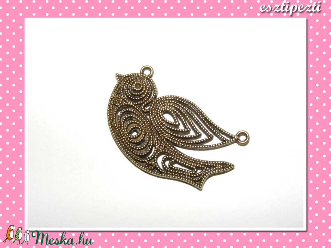 Medál Madárka 25x40 mm bronz színű - kellékek & szerszámok - gyöngyfűzés kellékek - egyéb alkatrész - Meska.hu