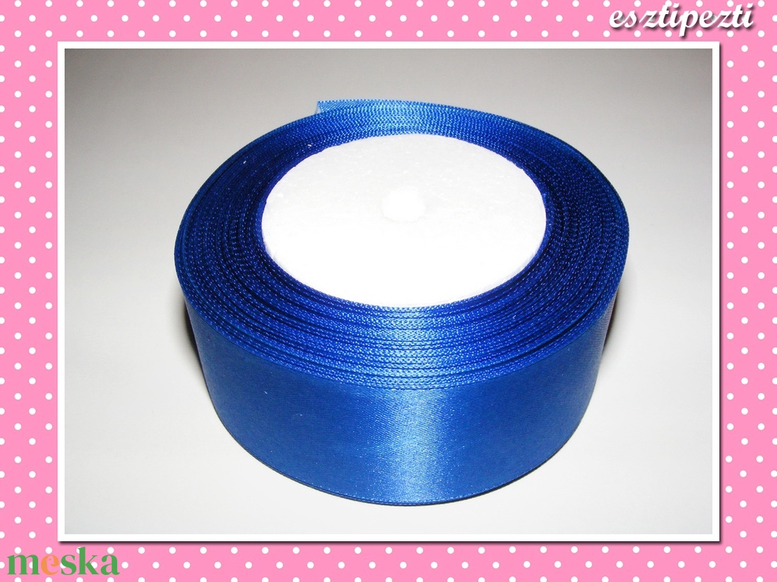 2 méter Szatén szalag 40 mm sötétkék - kellékek & szerszámok - csomagolóanyag - Meska.hu
