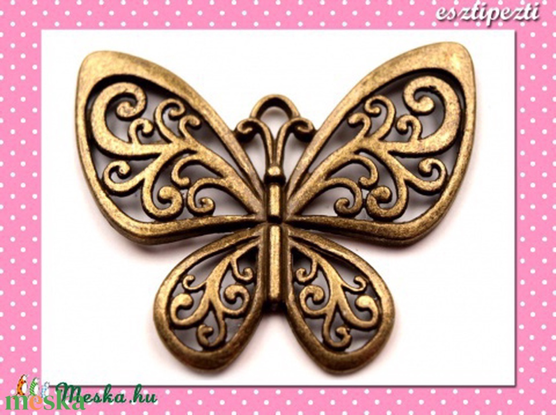 Medál Pillangó 50x56 mm bronz színű - kellékek & szerszámok - gyöngyfűzés kellékek - egyéb alkatrész - Meska.hu Medál Pillangó 50x56 mm bronz színű - kellékek & szerszámok - gyöngyfűzés kellékek - egyéb alkatrész - Meska.hu