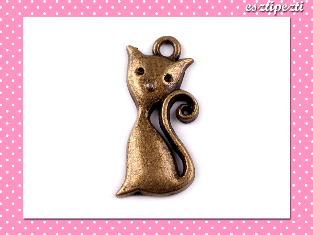 2 db Medál Cica 12x25 mm bronz színű - kellékek & szerszámok - gyöngyfűzés kellékek - egyéb alkatrész - Meska.hu 2 db Medál Cica 12x25 mm bronz színű - kellékek & szerszámok - gyöngyfűzés kellékek - egyéb alkatrész - Meska.hu