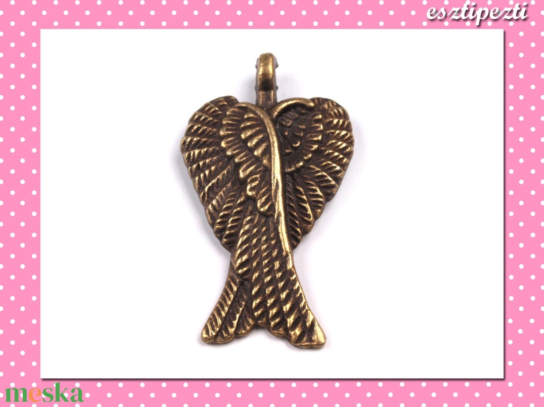 Medál Angyal szárny 17 x 30 mm bronz színű - kellékek & szerszámok - gyöngyfűzés kellékek - egyéb alkatrész - Meska.hu Medál Angyal szárny 17 x 30 mm bronz színű - kellékek & szerszámok - gyöngyfűzés kellékek - egyéb alkatrész - Meska.hu